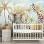 Watercolor Safari Animals in Forest Wallpaper Mural