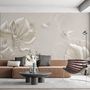 3D Embossed Look Magnolia Floral Art Wallpaper Mural