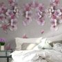 Fototapete Kirschblüte mit rosa Vögeln