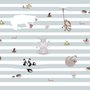 Cute Animals on the Colorful Stripe Wallpaper Mural