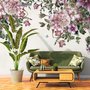 Papier peint panoramique vintage et floral rose