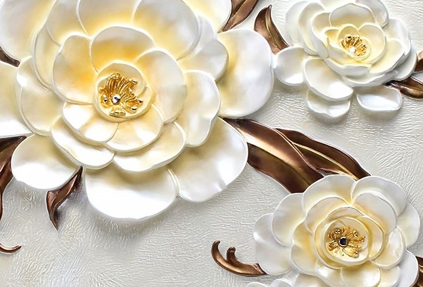 3D Prägedesign Gelbe Blumen Fototapete