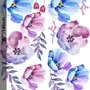 Watercolor Pink Blue Gardenia Floral Bouqets Wall Decal Sticker
