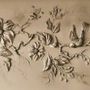 3D Embossed Look Cement Floral Tree Wallpaper Mural