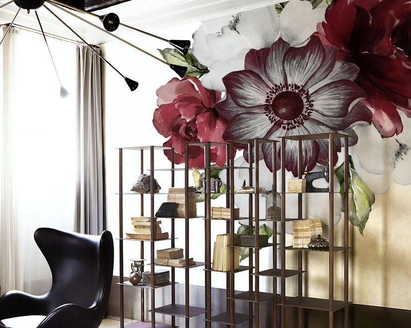 Watercolor Red Rose and Anemone Floral Bouqets Wall Decal Sticker