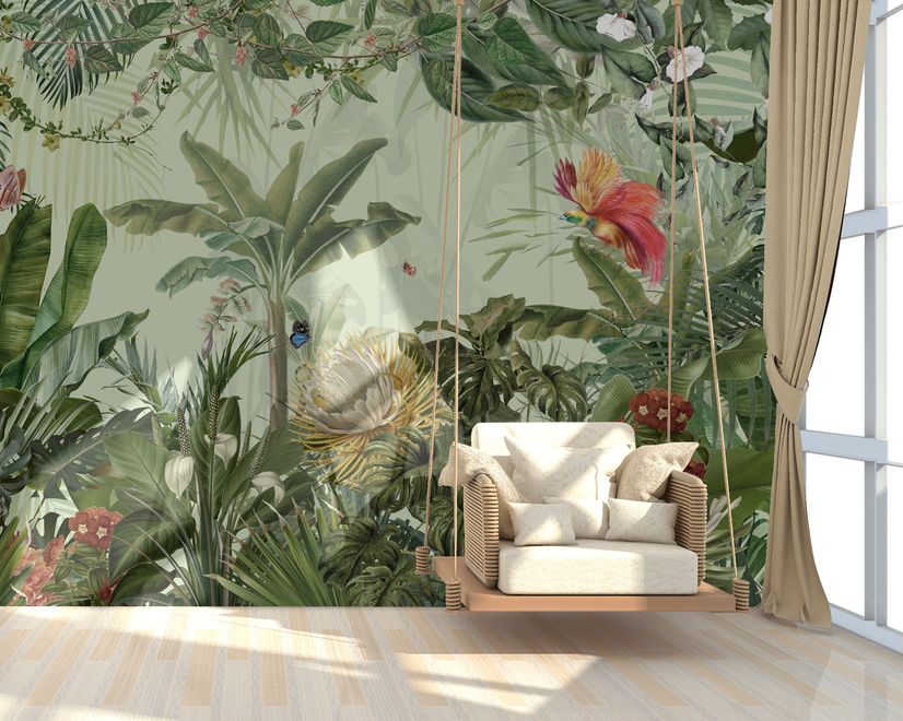 Tropical Jungle Plants Wallpaper Mural