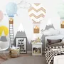 Kids Gray Mountain and Colorful Hot Air Balloon Wallpaper Mural