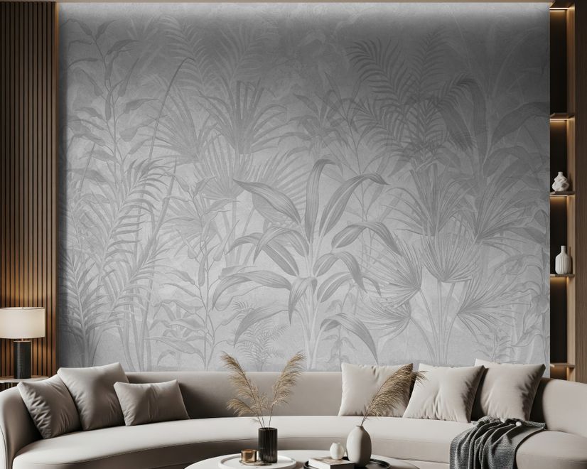 Monochrome Tropical Botanical Wallpaper Mural