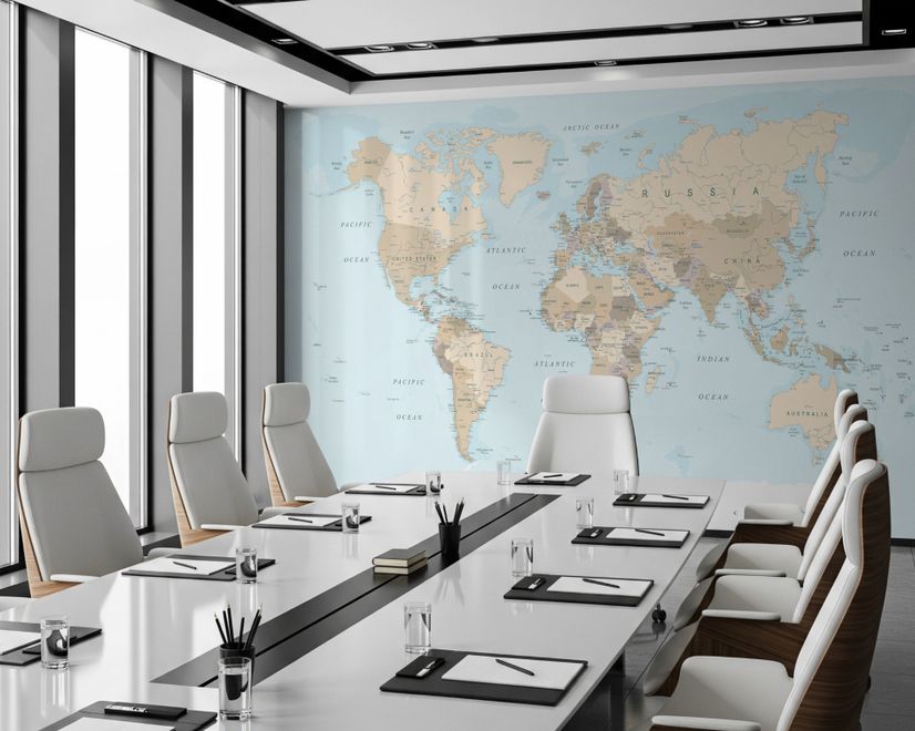 Brown & Brown Political World Map Wallpaper Mural