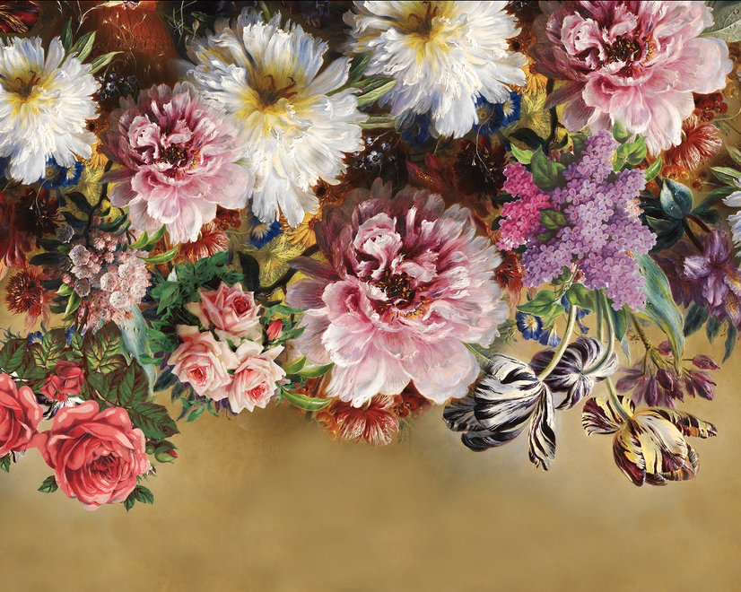 Retro Bunte Blumen Fototapete
