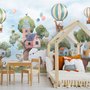 Papier peint animaux volants mignons cabane arbre chambre bébé