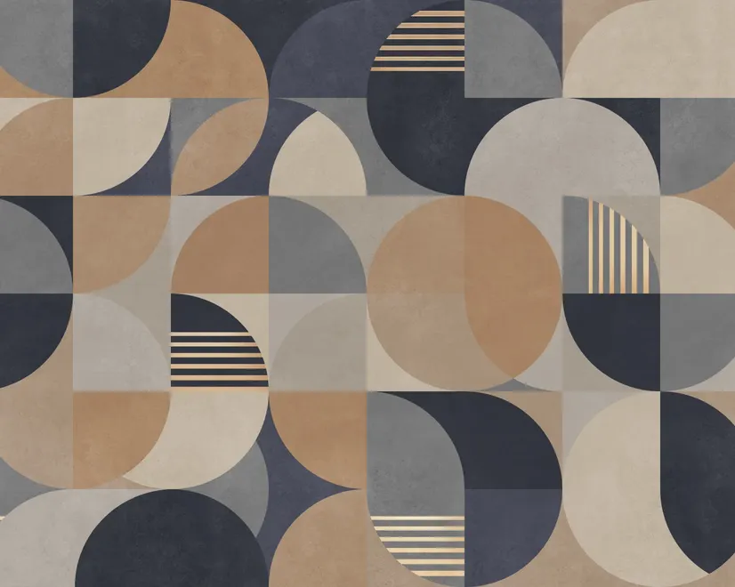 Retro Abstract Geometric Shapes Wallpaper Mural