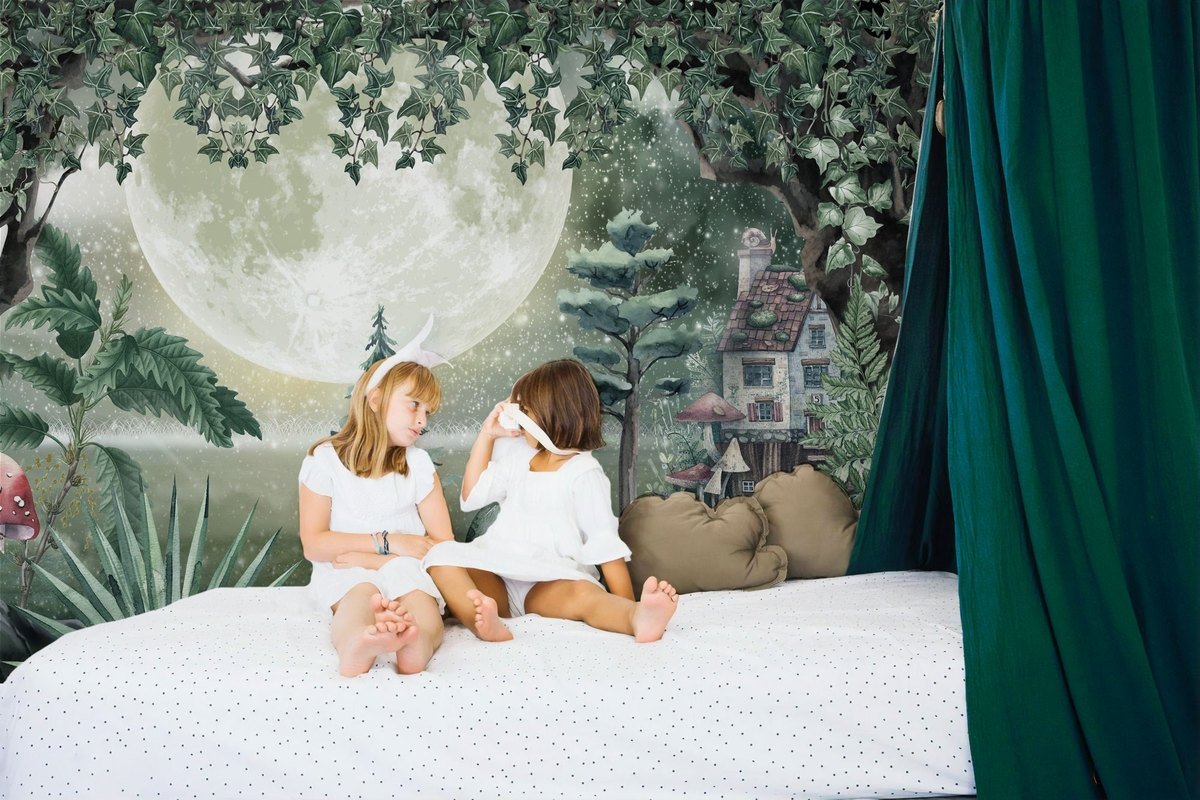 Night Forest Landscape Wallpaper Mural - Peel and Stick