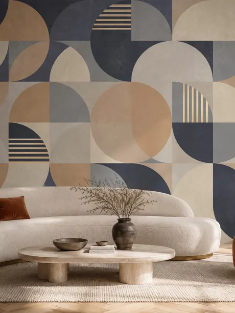 Retro Abstract Geometric Shapes Wallpaper Mural