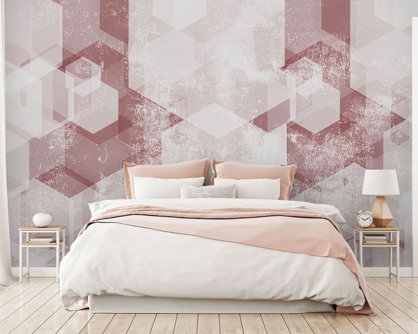 Abstract Pink Geometric Pattern Wallpaper Mural