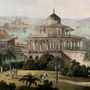 Historische Fototapete mit Altstadtlandschaft und Schloss