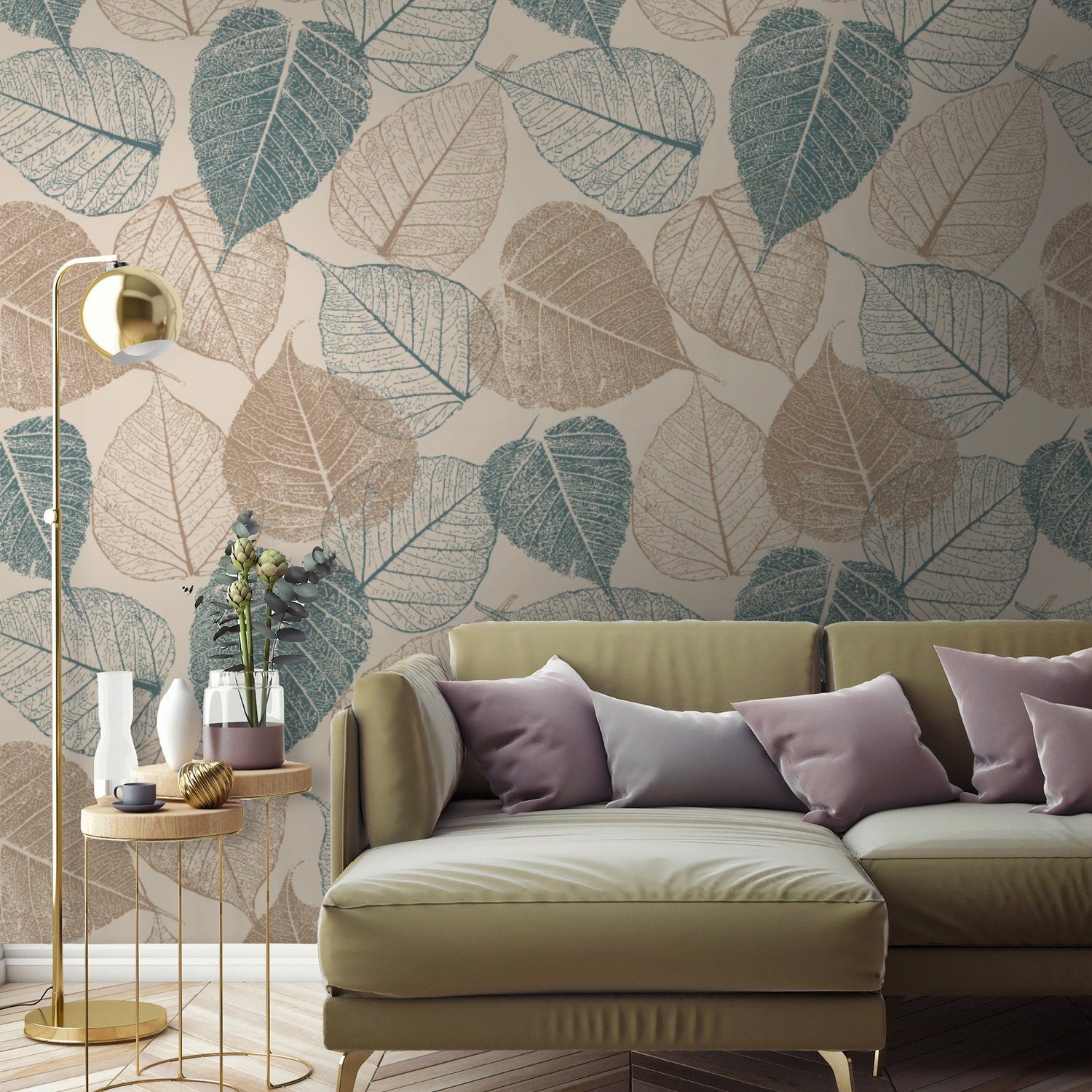 Vintage Leaf Wallpaper Mural - Peel and Stick