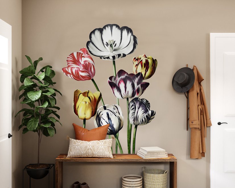 Stickers muraux tulipes hollandaises colorées 3d