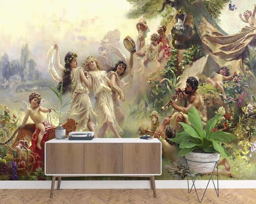 Oil Painting Abstract Angel Wallpaper Mural