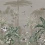 Papier peint panoramique rétro avec forêt et cigogne