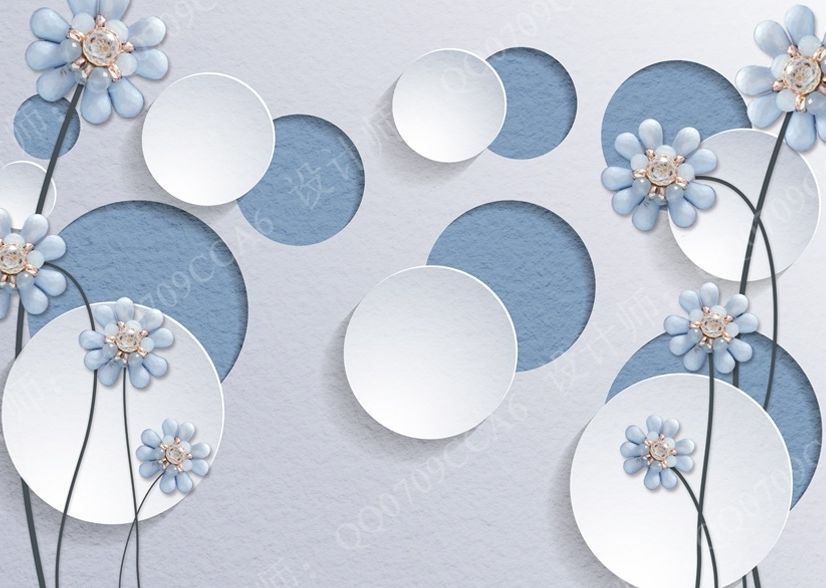 Light Blue Daisy Floral Wallpaper Mural