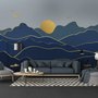 Papier Peint Panoramique Paysage Doré au Lever et Coucher de Soleil