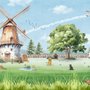 Niedliche Kinder-Fototapete Windmühle mit Bauernhoftieren