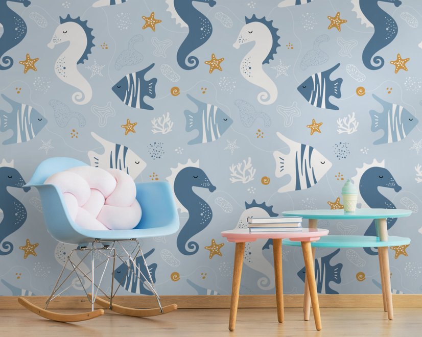 Papier peint poisson zèbre hippocampe