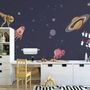 Watercolor Cartoon Space with Planets Wallpaper Mural