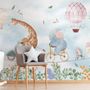 Papier peint animaux mignons à vélo pour enfants