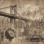 Europäische Vintage Stadt mit Brooklyn Bridge Fototapete