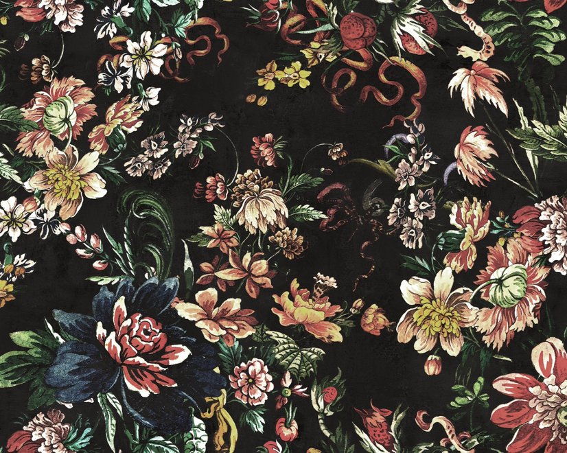 Art Nouveau Dark Floral Wallpaper Mural