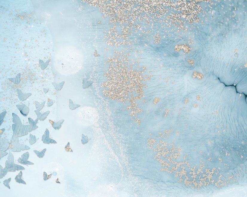 Abstract and Blue Butterfly Wallpaper Mural
