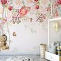 Pink Flowers and Butterflies Wallpaper Mural