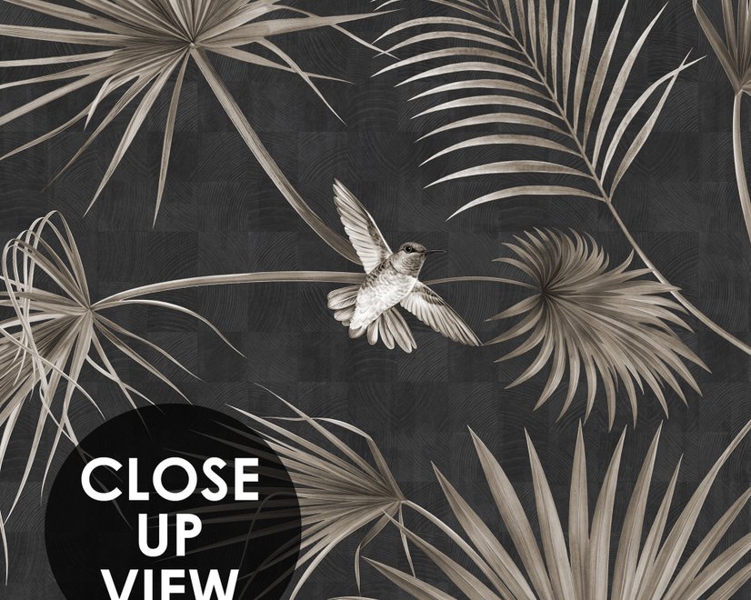 Tropical Palm Leaf and Birds Wallpaper Mural