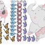 Kids Pink Ballerine Elephant and Bunny with Little Butterflies Wall Decal Sticker