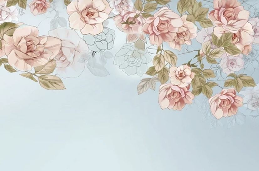 Soft Pink Vine Floral Wallpaper Mural
