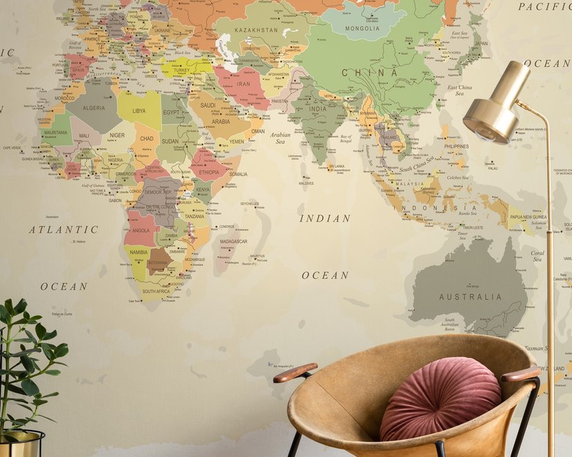 Colorful Political Map Wallpaper Mural