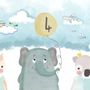 Cute Cartoon Animals with a Balloon Wallpaper Mural