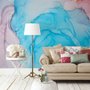Blue Marble with Red Splash Wallpaper Mural