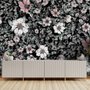 Dark Floral with White Daisy Wallpaper Mural