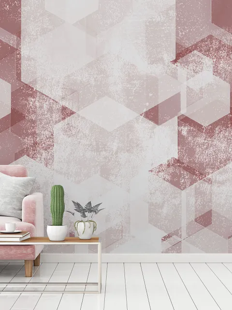 Abstract Pink Geometric Pattern Wallpaper Mural