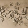 Papier peint panoramique floral effet ciment relief 3D