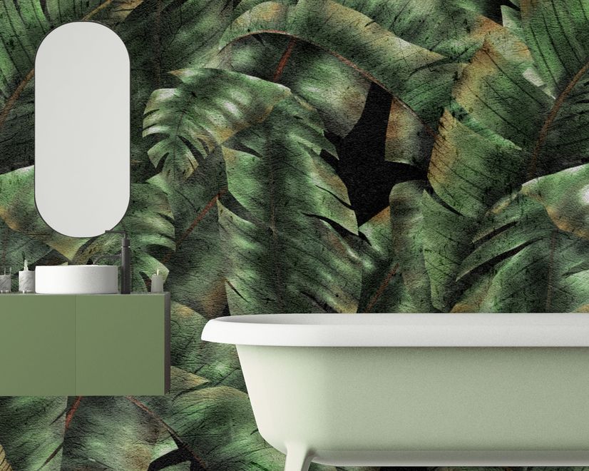 Dark Banana Leaf Wallpaper Mural