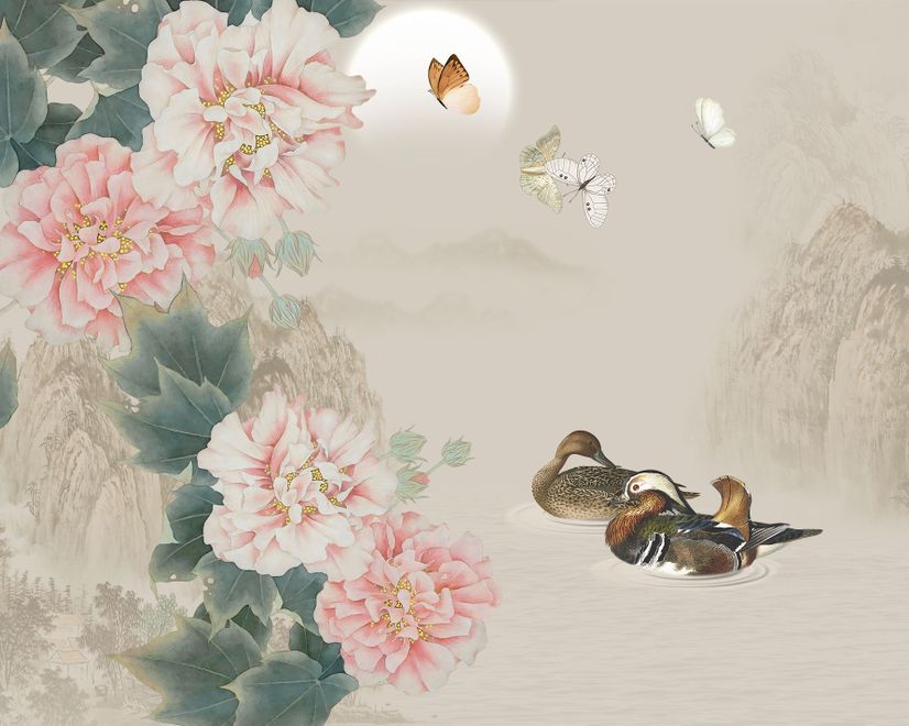 Nostalgic Peony Blossom Wallpaper Mural