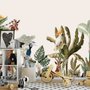 Watercolor Jungle and Safari Animals Wallpaper Mural