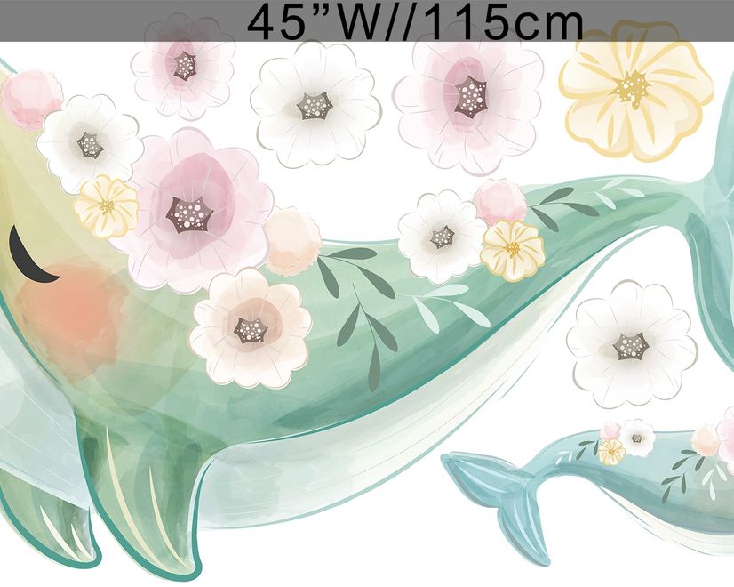 Kids Cute Whale Sea Animals Wall Decal Sticker