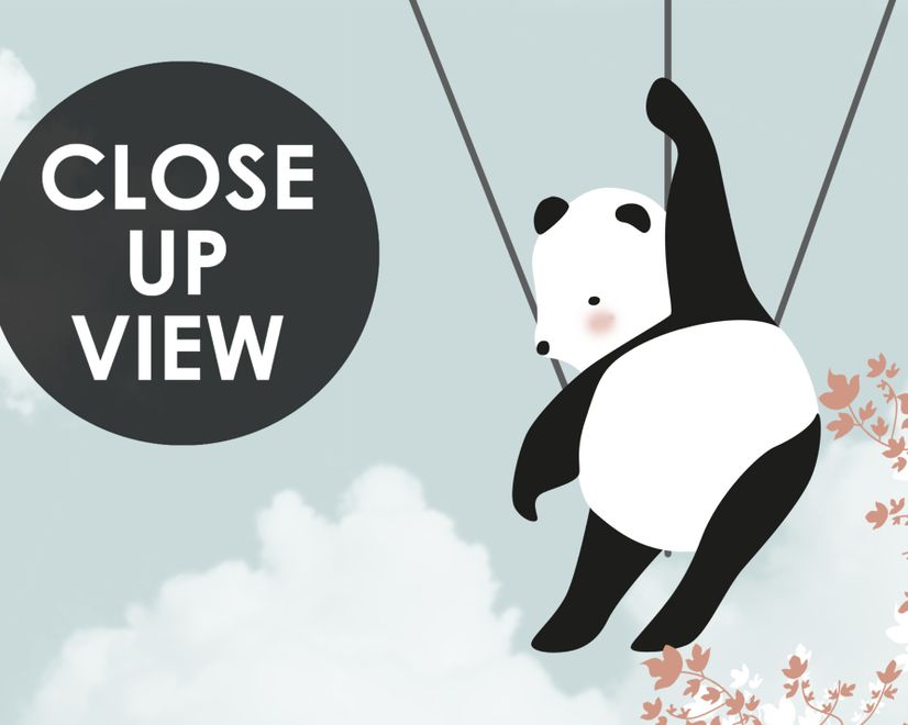 Papier peint Pandas de dessins animés et montgolfières