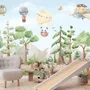 Kids Forest Animals with Flying Animals Wallpaper Mural