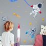 Stickers muraux espace aquarelle astronaute terre enfants